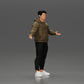 Diorama modélisme photo produit 1 : Figurine miniature homme asiatique en sweat à capuche, bras levés sur les côtés (Ref Nr. A60)