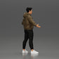 Diorama modélisme photo de produit 2 : Figurine miniature homme asiatique en sweat à capuche, bras levés sur les côtés (Ref Nr. A60)
