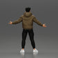 Diorama modélisme photo produit 3 : Figurine miniature homme asiatique en sweat à capuche, bras levés sur les côtés (Ref Nr. A60)