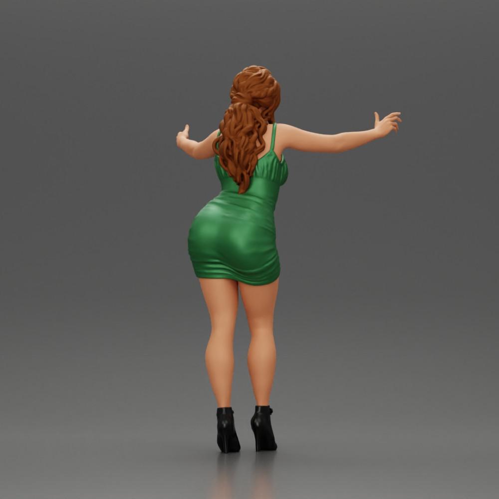 Diorama modélisme photo produit 3 : Figurine de diorama : Femme en robe mi-longue avec des chaussures à talons, bras tendus (Ref Nr. A58)