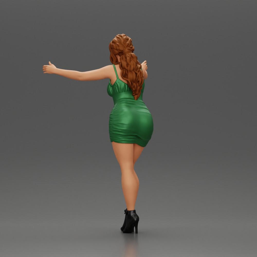 Diorama modélisme photo produit 4 : Figurine de diorama : Femme en robe mi-longue avec des talons, bras tendus (Ref Nr. A58)