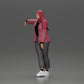 Diorama modélisme photo produit 5 : Figurine de diorama femme avec foulard et veste, appuyée contre la voiture, bras tendu (Ref Nr. A59)