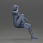 Diorama modélisme photo produit 8 : Miniature : Jeune femme assise sur une chaise, jambe repliée, buvant dans une tasse (Ref Nr. A57)