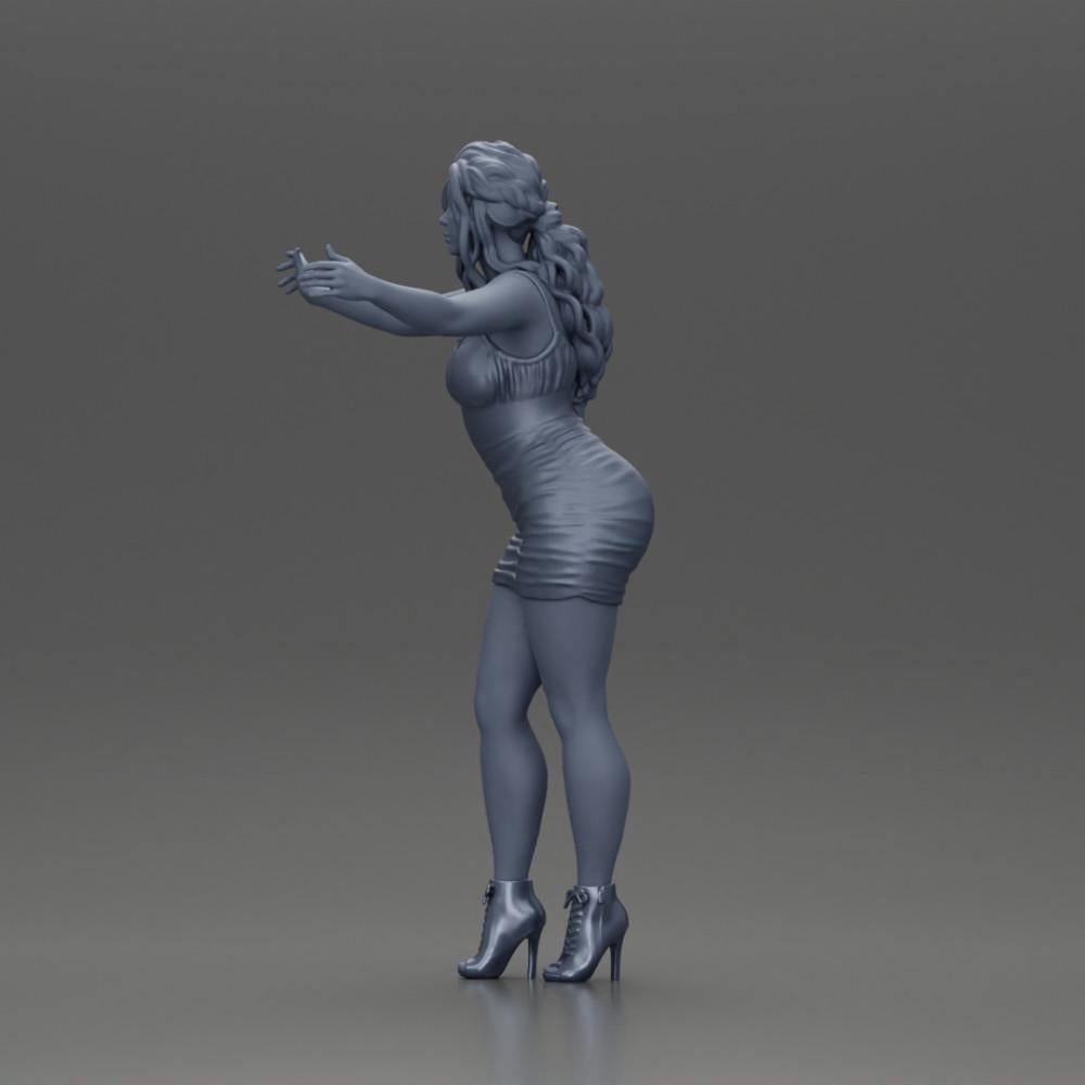 Diorama Modélisme Photo de produit 11 : Figurine diorama : Femme en robe mi-longue avec des talons, bras tendus (Ref Nr. A58)