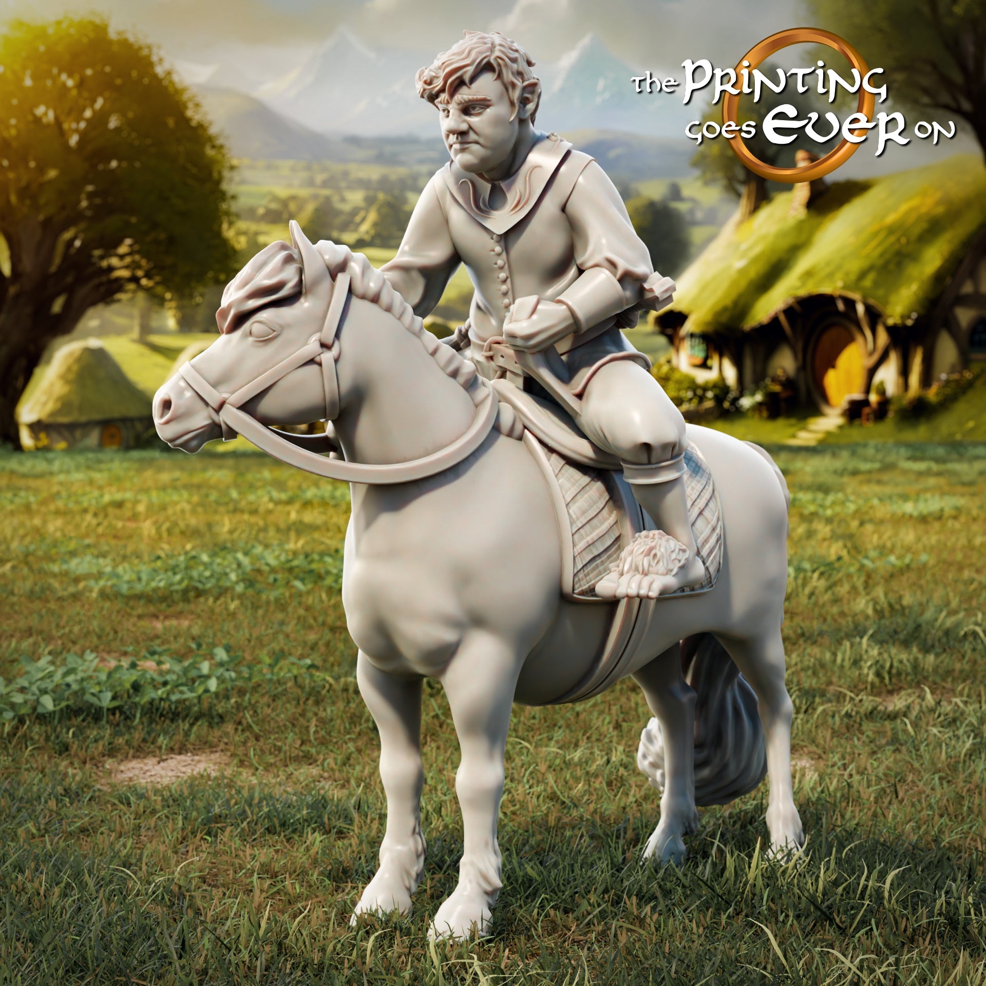 Photo du produit Tabletop 28mm The Printing Goes Ever On (TPGEO) 0 : Cavaliers Halflings - Des héros courageux rentrent chez eux