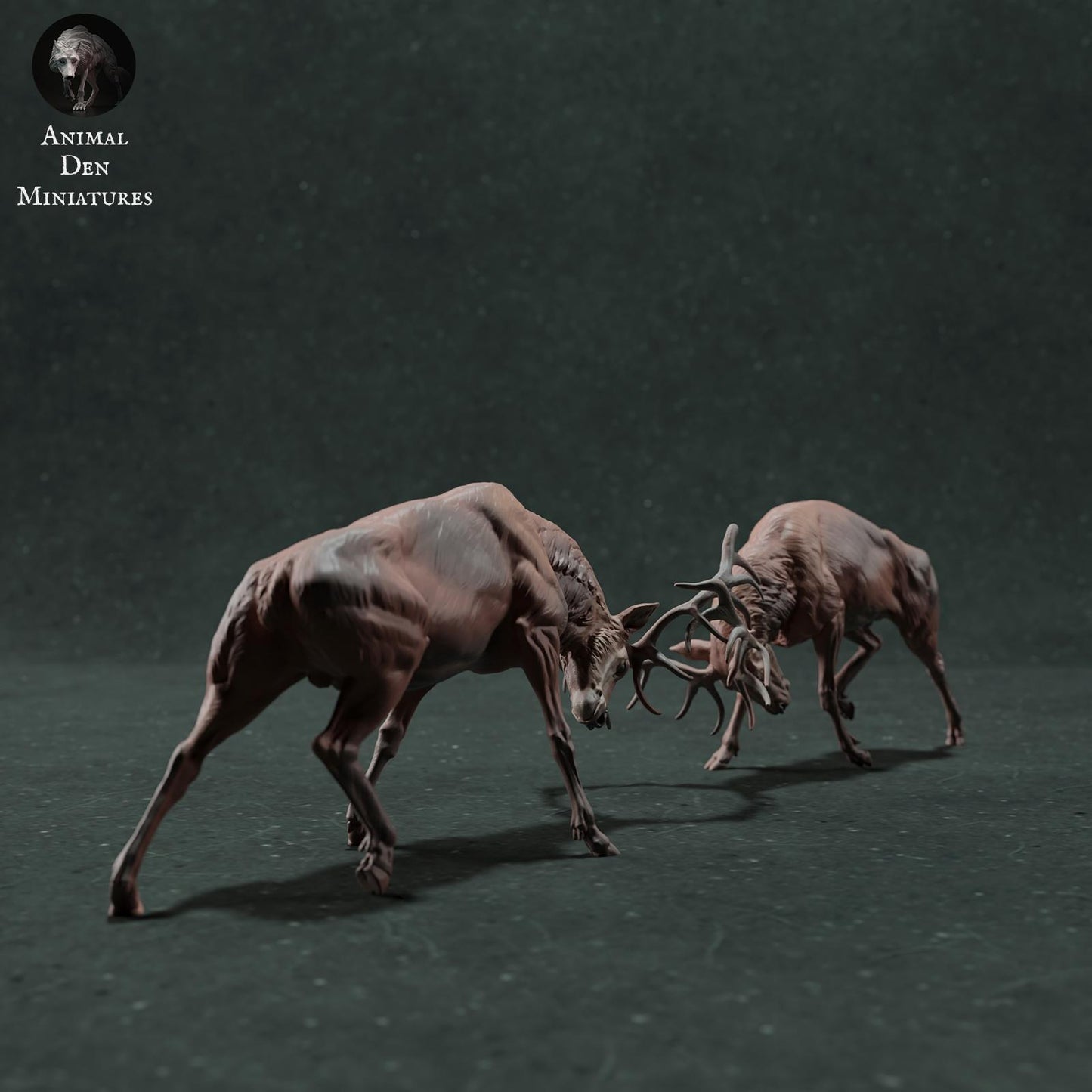 Photo de produit Figurine animale diorama, modélisme : 0 : Figurine de faune : cerfs rouges en combat – diorama de combat de cerfs (Réf 01_01_71)