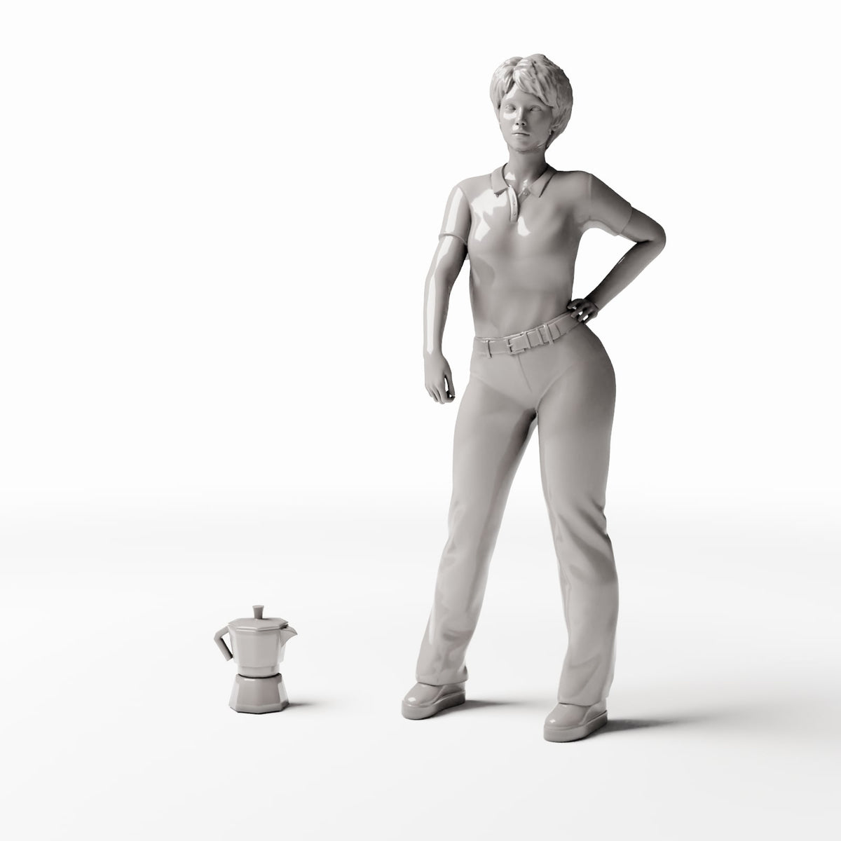 Photo produit pour diorama et modélisme 1 : Cuisine de diorama : cafetière en aluminium (Ref. 595D)