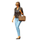Femme avec lunettes de soleil et sac à main – personnage en jean et veste en cuir (Réf. n° 423)