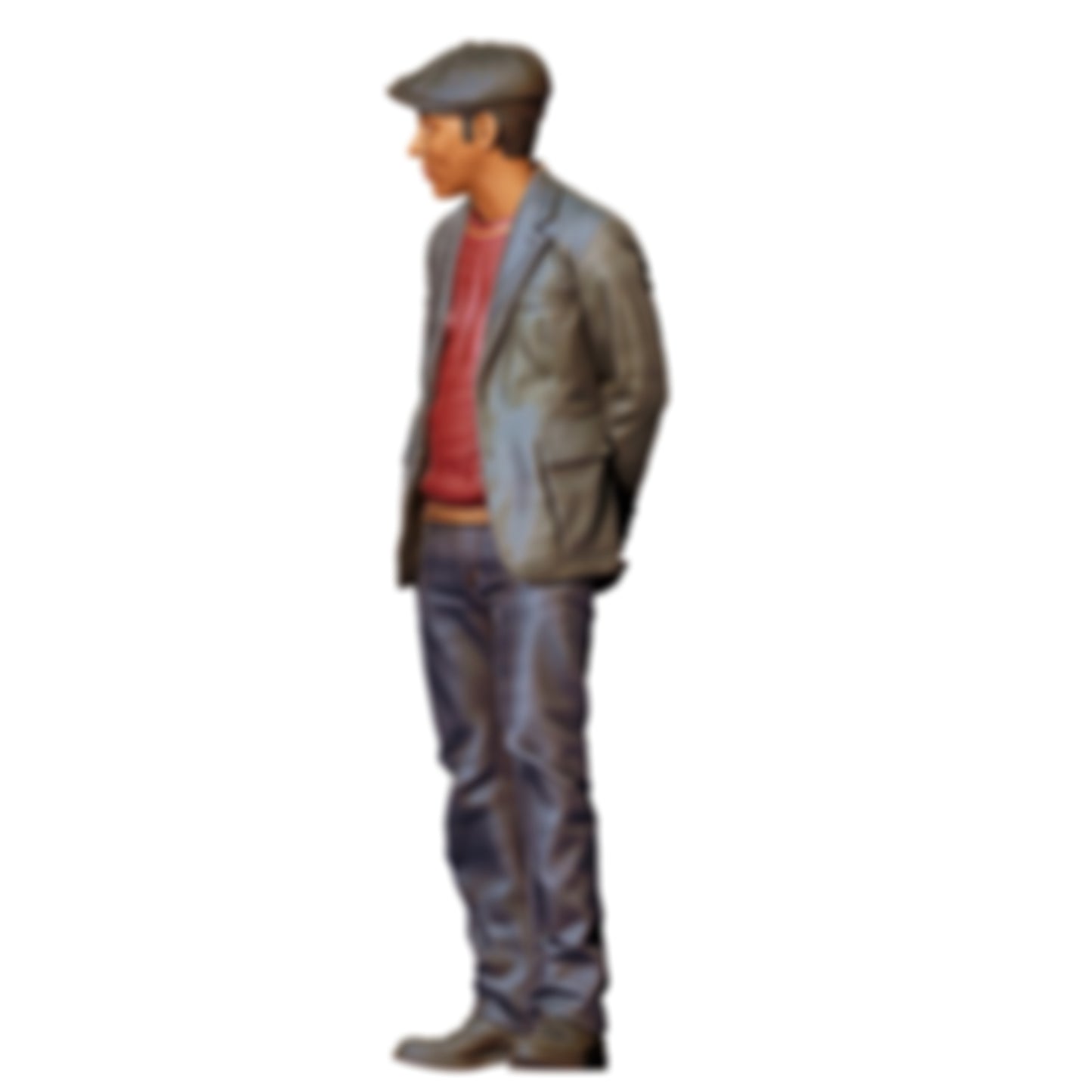 3DP Miniatures 3: Stehende Figur: Mann mit Schirmmütze, Jacke & Pullover, Hände hinter dem Rücken (Ref. Nr. 477)