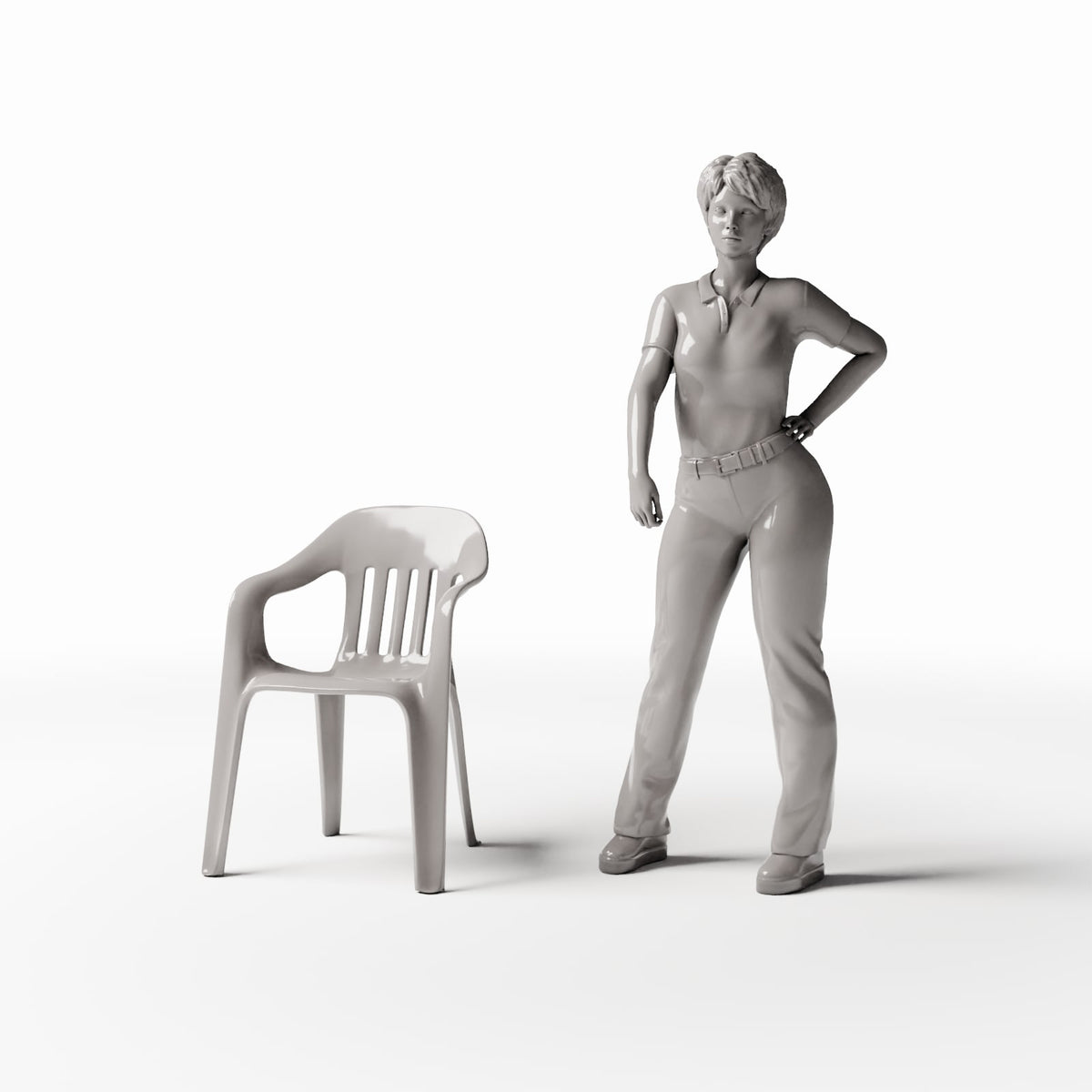 Photo produit pour diorama et modélisme 1 : Mobilier de diorama : chaise en plastique avec accoudoirs (Ref. 652D)