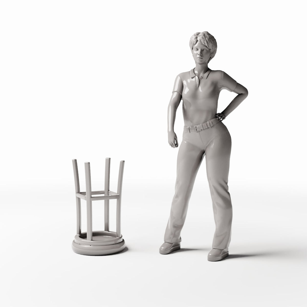 Photo produit pour diorama et modélisme 1 : Mobilier de diorama : tabouret de bar rond pour pub et comptoir (Ref. 655D)