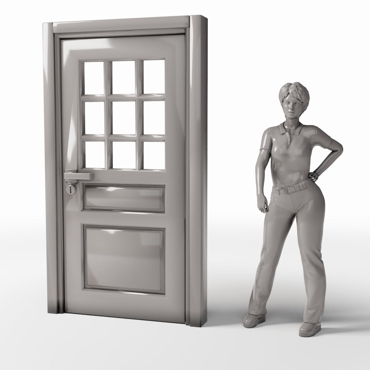 Photo produit pour diorama et modélisme 1 : Bâtiment de diorama : porte d’entrée classique avec panneau vitré (Ref. 710D)