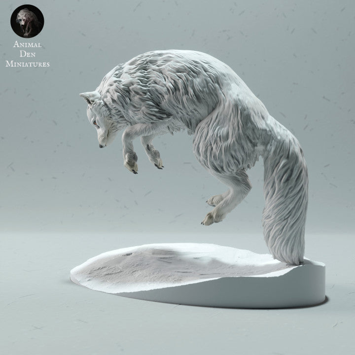 Photo du produit figurine animalière Animal Den Miniatures 3 : Figurine animalière polaire : renard polaire - sautant (22_12_17)