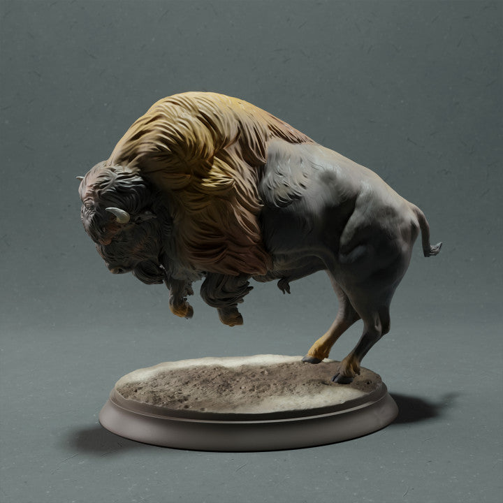 Photo produit figurine animale Animal Den Miniatures 0 : animal sauvage, figurine animale : bison américain - à l’attaque (22_10_14)