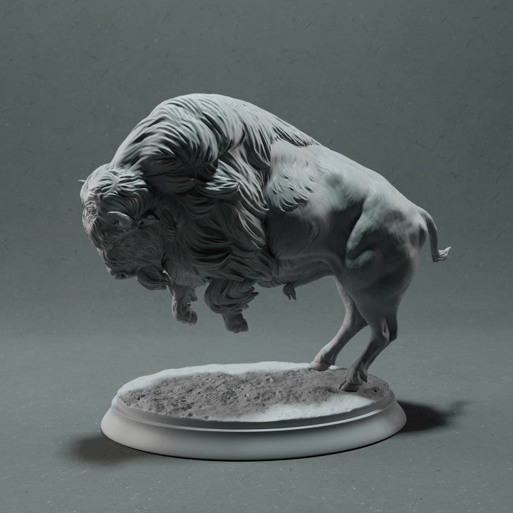 Photo du produit, figurine animale Animal Den Miniatures 1 : figurine d’animal sauvage : bison américain à l’attaque (22_10_14)