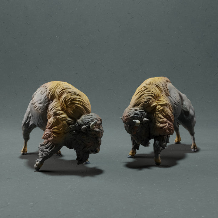 Photo produit figurine animale Animal Den Miniatures 0 : figurine d’animal sauvage : bison américain - combattant (22_10_13)
