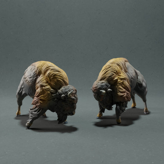 Photo produit figurine animale Animal Den Miniatures 0 : figurine d’animal sauvage : bison américain - combattant (22_10_13)