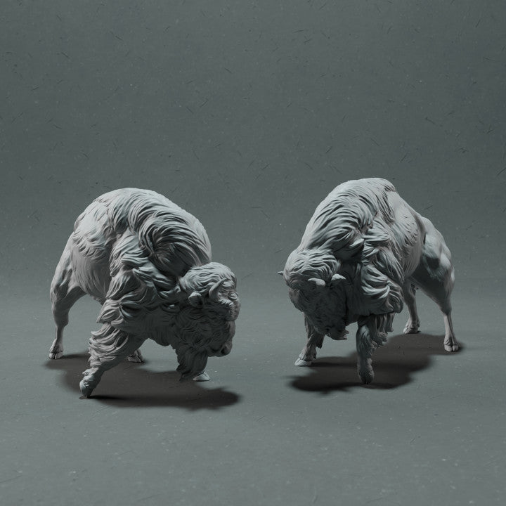 Photo produit figurine animale Animal Den Miniatures 1 : figurine d’animal sauvage : bison américain - combattant (22_10_13)