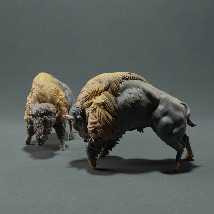 Photo produit figurine animale Animal Den Miniatures 2 : figurine d’animal sauvage : bison américain - combattant (22_10_13)