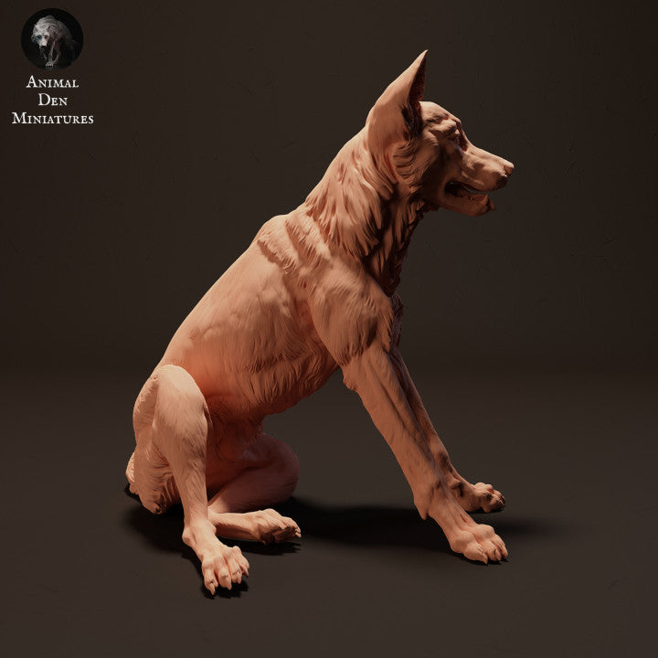 Photo du produit, figurine animale Animal Den Miniatures 1 : animal sauvage, figurine de dingo assis (23_04_08)