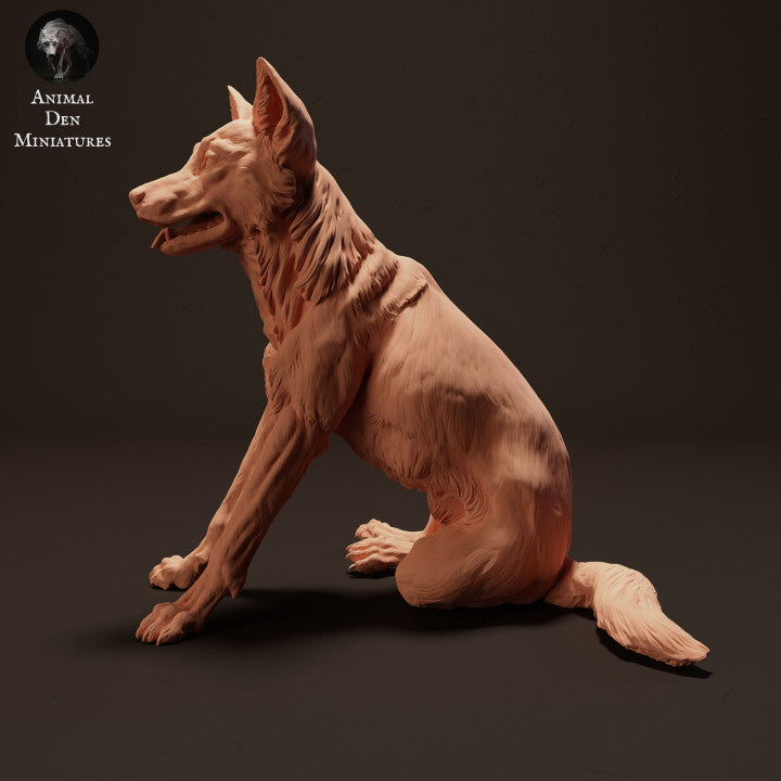 Photo du produit, figurine animale Animal Den Miniatures 2 : animal sauvage, figurine de dingo assis (23_04_08)