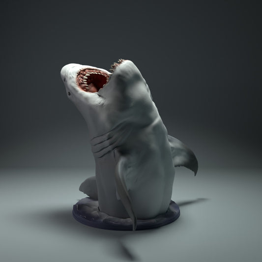 Photo du produit, figurine animale Animal Den Miniatures 0 : animal marin, figurine de requin blanc sautant hors de l’eau (22_09_09)