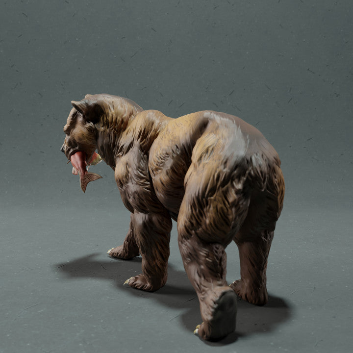 Photo de produit figurine animale Animal Den Miniatures 3 : animal sauvage : grizzli avec saumon (22_10_16)