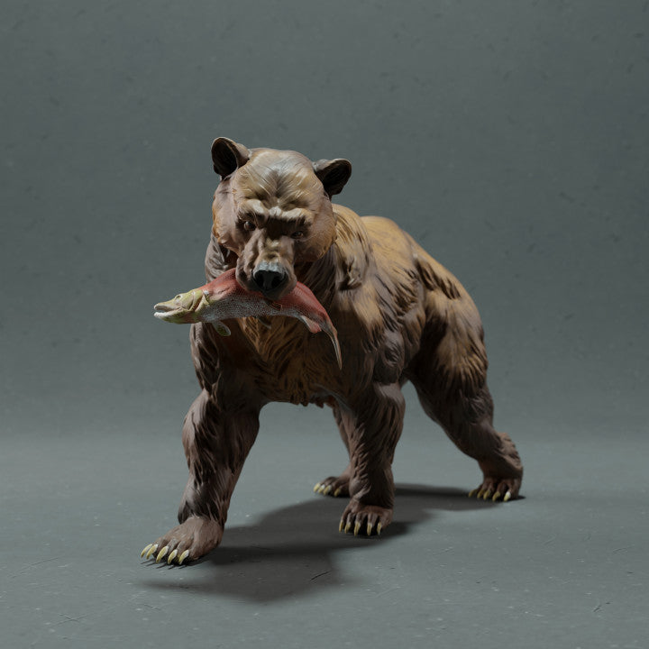 Photo produit figurine animale Animal Den Miniatures 4 : animal sauvage, Grizzlybär avec saumon (22_10_16)