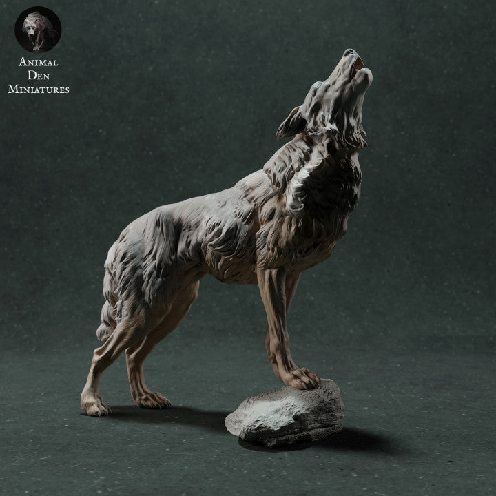 Photo du produit, figurine d'animal sauvage Animal Den Miniatures 0 : figurine d'animal sauvage : loup ibérique - hurlant (22_11_12)