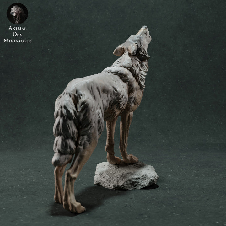 Photo de produit figurine animale Animal Den Miniatures 1 : figurine d’animal sauvage : loup ibérique - hurlant (22_11_12)