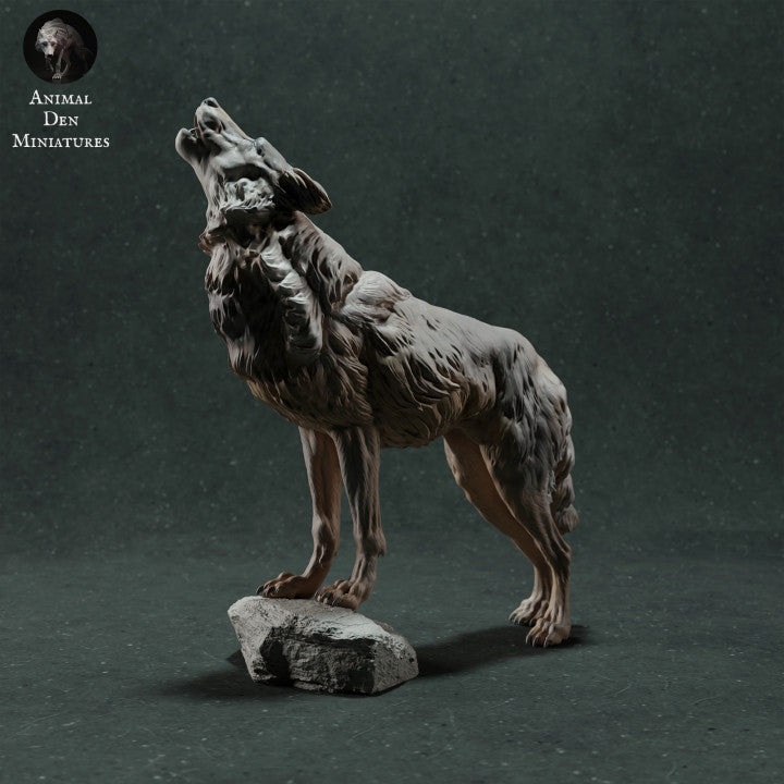 Photo produit figurine animale Animal Den Miniatures 3 : figurine d’animal sauvage : loup ibérique - hurlant (22_11_12)