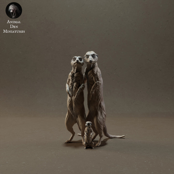 Photo produit figurine animale Animal Den Miniatures 0 : figurines d’animaux sauvages : famille de suricates (23_03_08)