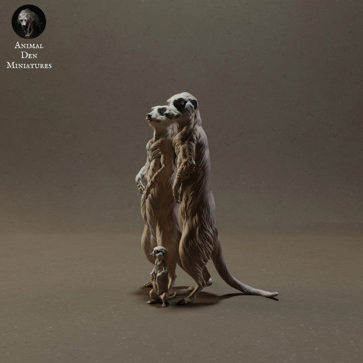 Photo de produit, figurine animale Animal Den Miniatures 3 : figurines d’animaux sauvages : famille de suricates (23_03_08)