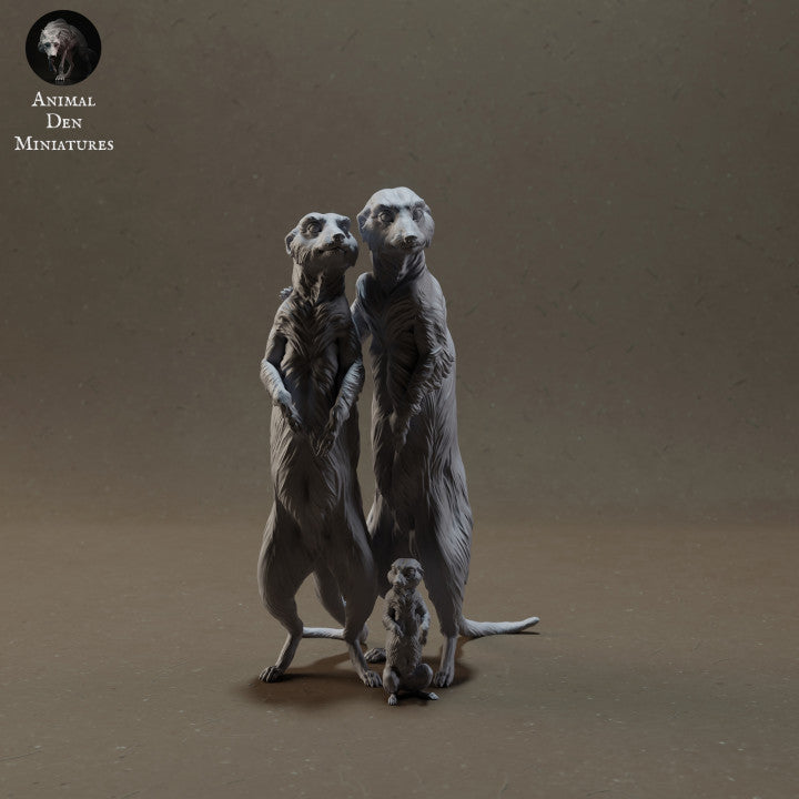 Photo du produit figurine animale Animal Den Miniatures 4 : figurines d’animaux sauvages : famille de suricates (23_03_08)