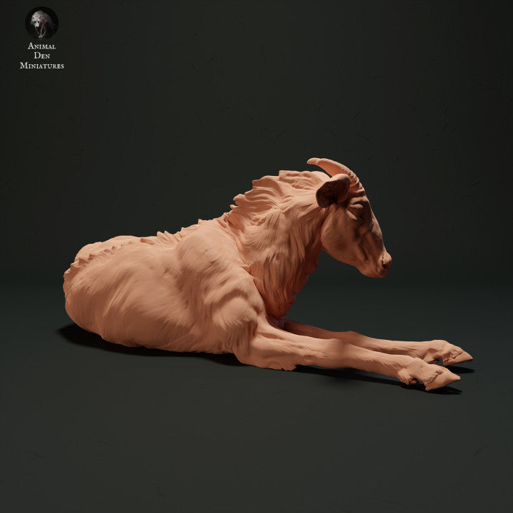 Photo du produit, figurine animale Animal Den Miniatures 1 : figurine d’animal sauvage : serow de Sumatra - couché (23_05_05)