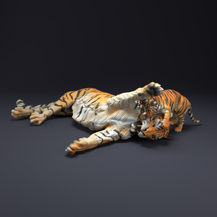 Photo de produit figurine animale Animal Den Miniatures 3 : figurine d’animal sauvage : tigre du Bengale avec petit (22_08_11)