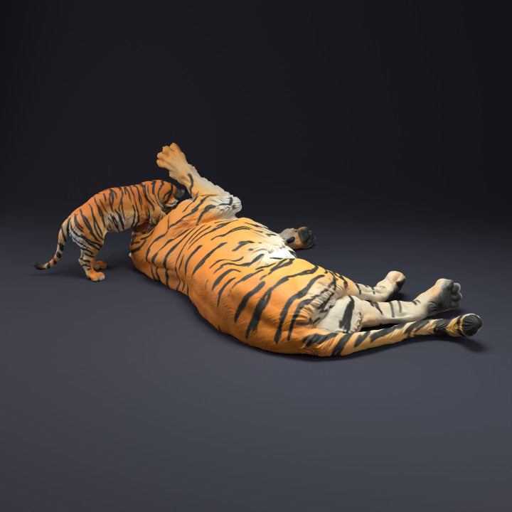 Photo produit figurine animale Animal Den Miniatures 5 : figurine d’animal sauvage : tigre du Bengale avec petit (22_08_11)