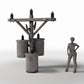 Photo produit pour diorama et modélisme 1 : Infrastructure de diorama : poteau électrique en béton avec trois transformateurs (Ref. 910D)