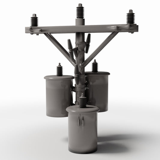 Photo produit pour diorama et modélisme 0 : Infrastructure de diorama : poteau électrique en béton avec trois transformateurs (Ref. 910D)