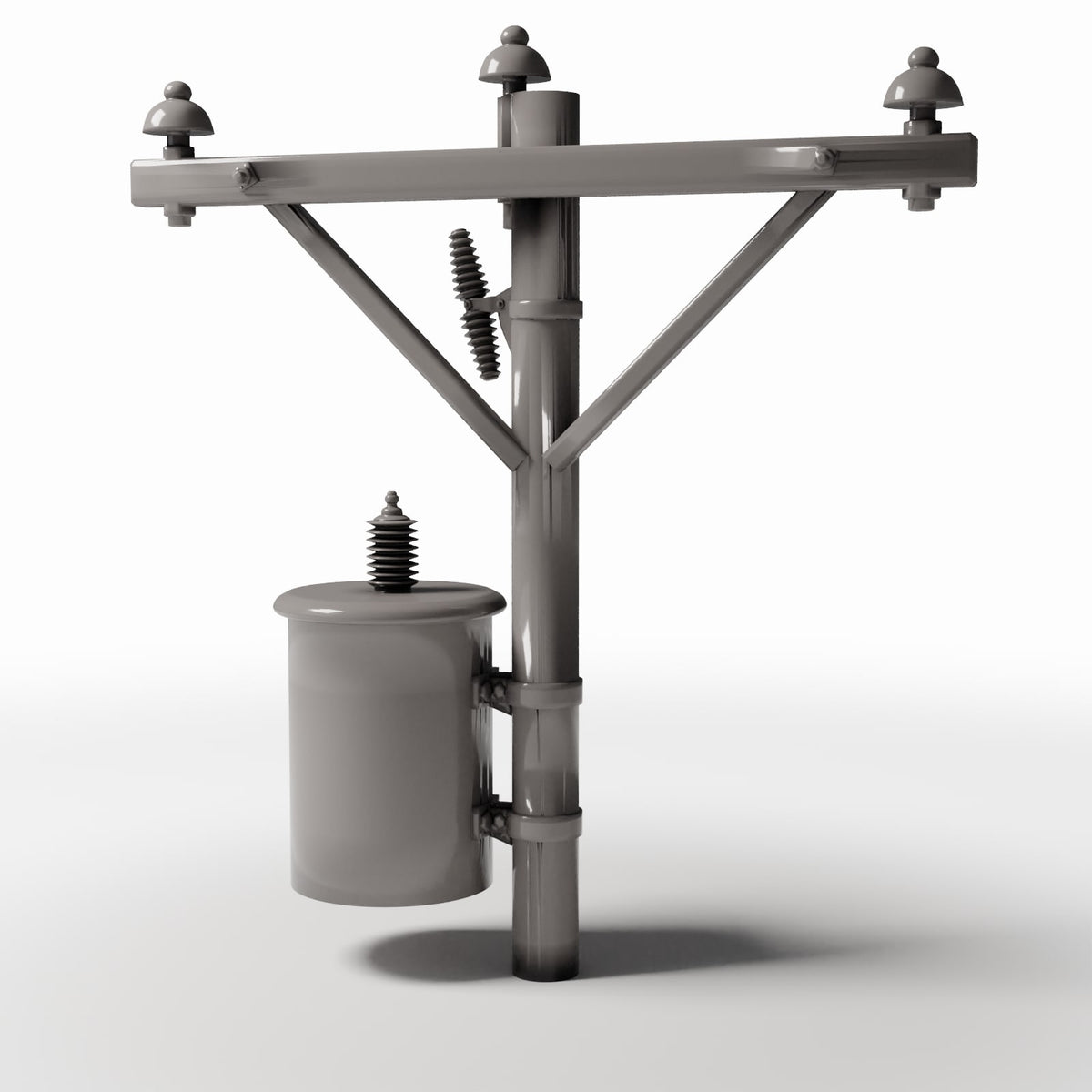 Photo produit pour diorama et modélisme 0 : Infrastructure de diorama : poteau électrique en béton avec transformateur (Ref. 922D)