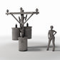 Photo produit pour diorama et modélisme 1 : Infrastructure pour diorama : Poteau électrique en béton avec trois transformateurs (Ref. 923D)