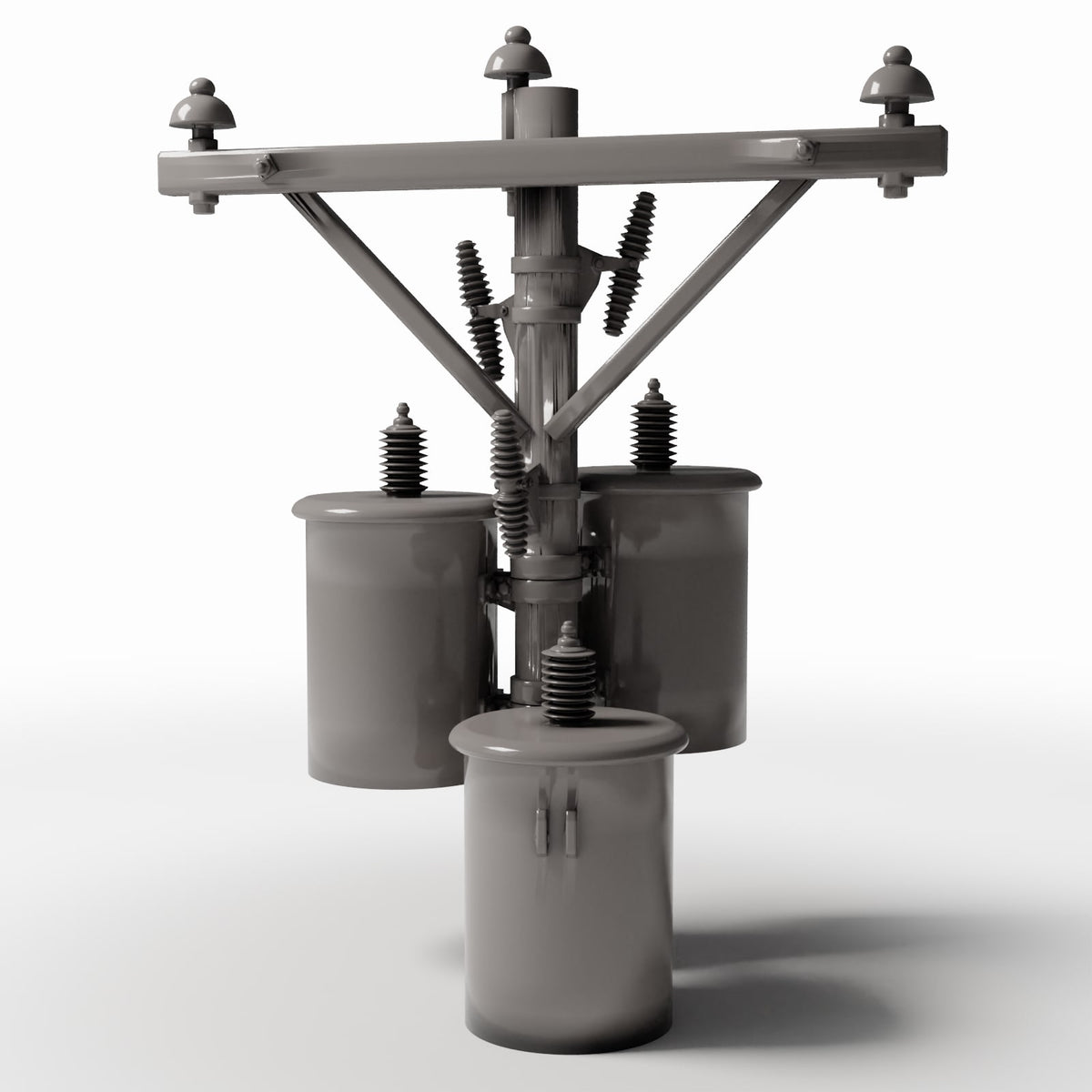 Photo produit pour diorama et modélisme 0 : Infrastructure pour diorama : Poteau électrique en béton avec trois transformateurs (Ref. 923D)
