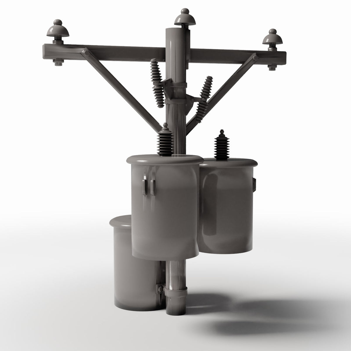 Photo produit pour diorama et modélisme 3 : Infrastructure pour diorama : Poteau électrique en béton avec trois transformateurs (Ref. 923D)