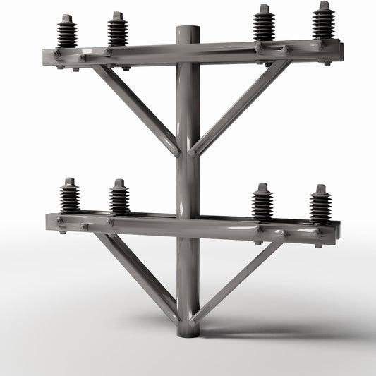 Photo produit pour diorama et modélisme 0 : Infrastructure de diorama : Poteau électrique en béton avec 8 isolateurs (Ref. 924D)