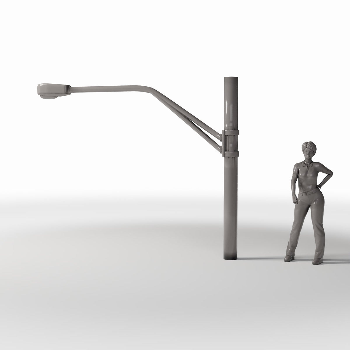Photo produit pour diorama et modélisme 1 : Diorama de rue : lampadaire en béton à long bras (Ref. 926D)