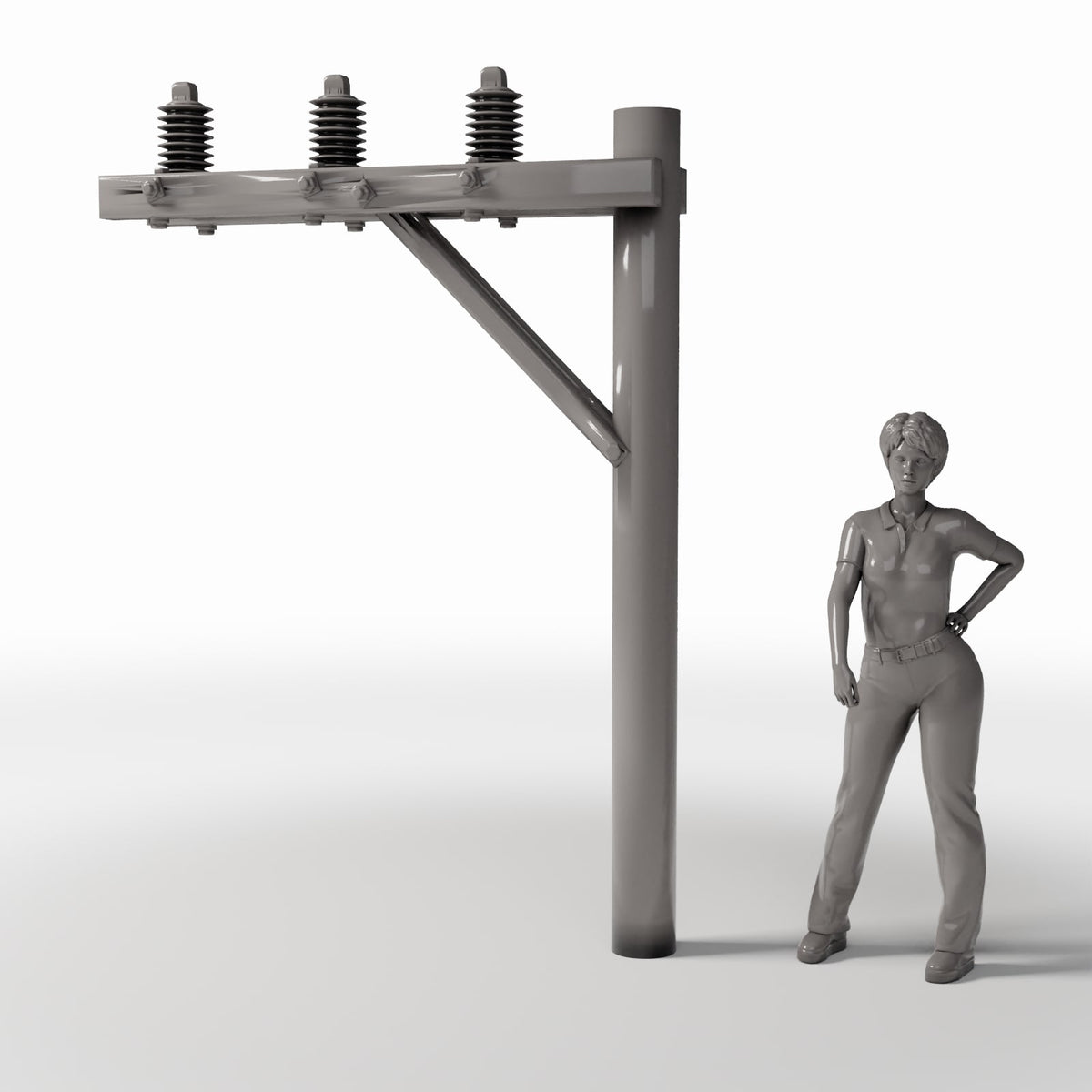 Photo produit pour diorama et modélisme 1 : Infrastructure de diorama : poteau électrique avec 3 isolateurs (Ref. 933D)