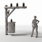 Photo produit pour diorama et modélisme 1 : Infrastructure de diorama : poteau électrique en béton avec transformateur (Ref. 934D)