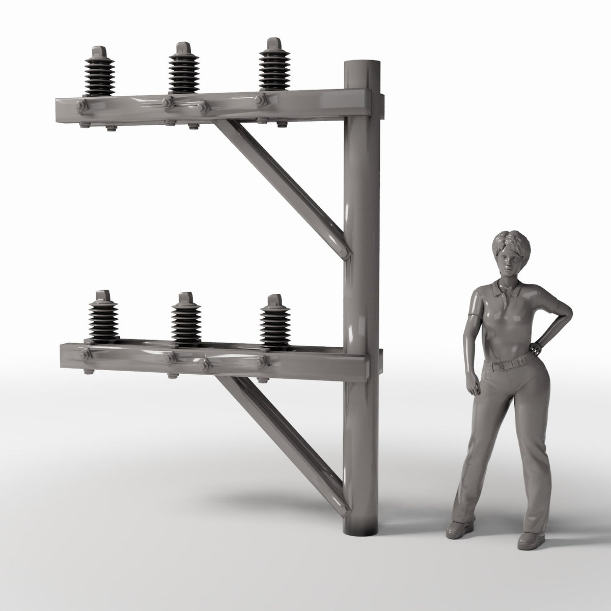 Photo produit pour diorama et modélisme 1 : Infrastructure de diorama : poteau électrique en béton avec 8 isolateurs (Ref. 936D)