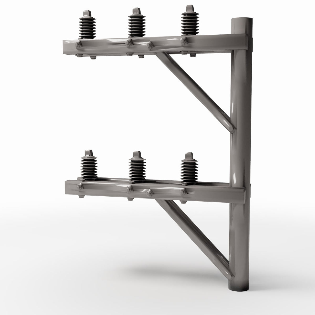 Photo produit pour diorama et modélisme 0 : Infrastructure de diorama : poteau électrique en béton avec 8 isolateurs (Ref. 936D)