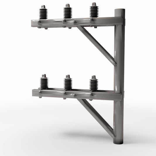 Photo produit pour diorama et modélisme 0 : Infrastructure de diorama : poteau électrique en béton avec 8 isolateurs (Ref. 936D)